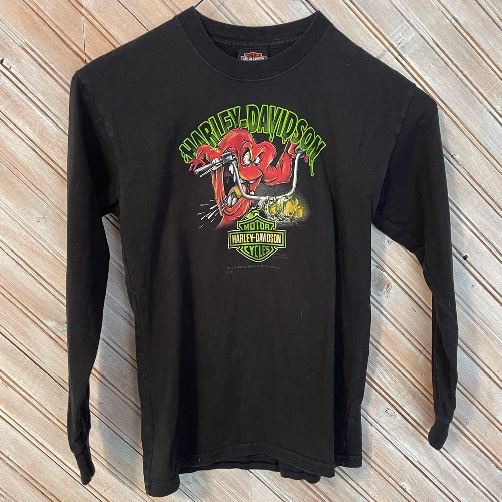 Harley-Davidson Prince George BC Youth LG Black & Green Tasmanian Devil Looney